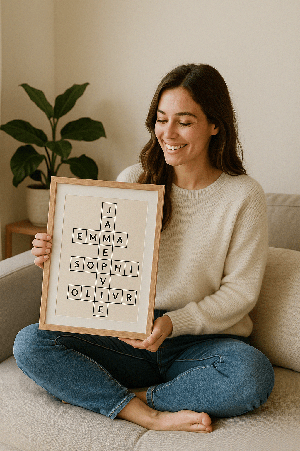 Illustration showing the easy 3-step crossword poster creation process